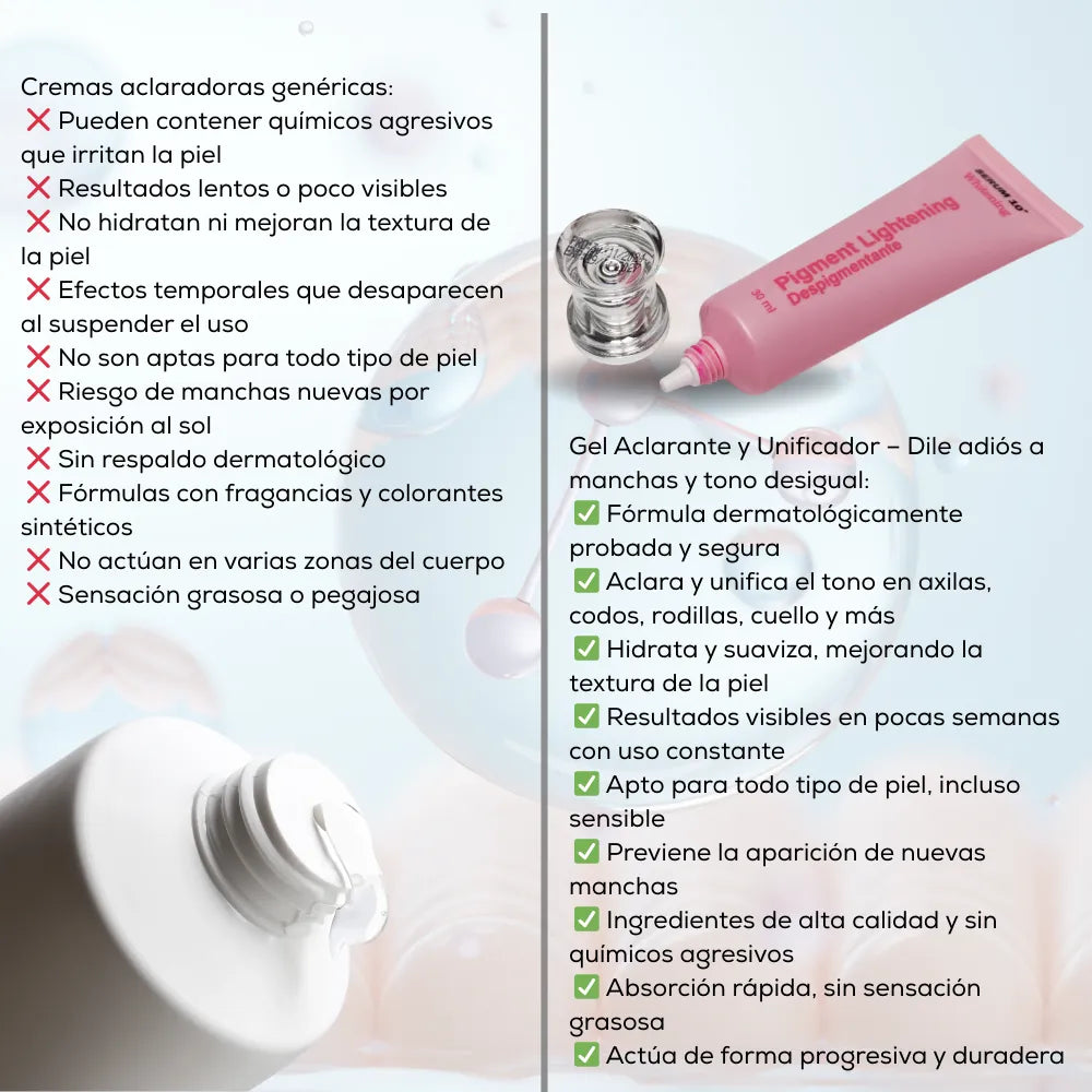 Gel Aclarante y Unificador | Dile adiós a manchas y tono desigual